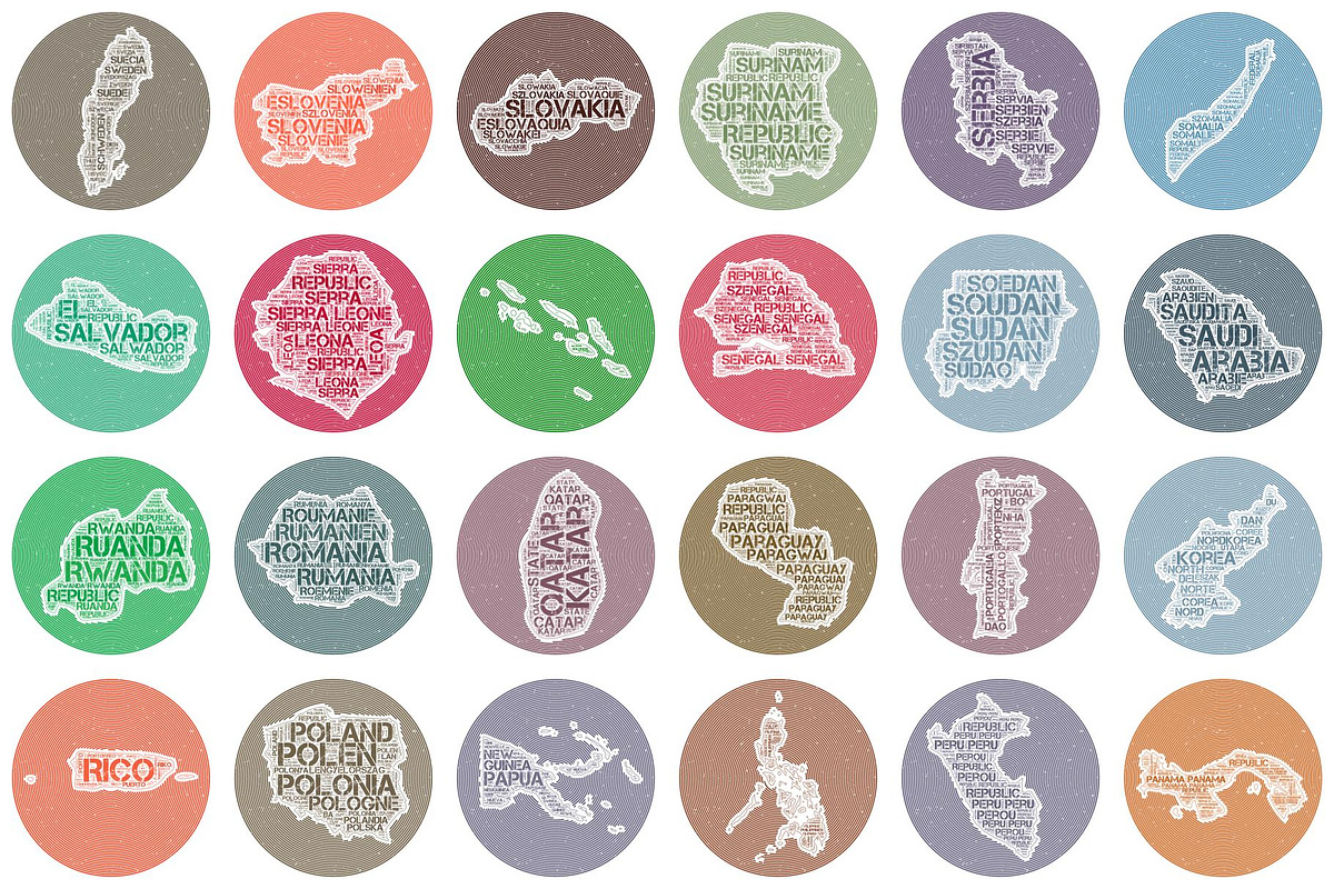 Retro Circular World Countries, an Object Illustration by Eugene Ga (Photo 3 of 7)