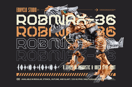 ROBMAX-36 Futuristic Font Family, a Sans Serif Font by Enxyclo Studio
