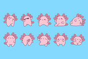 Kawaii Axolotl Set Illustrations, an Animal Illustration by ArtVarStudio (Thumbnail 2 of 5)