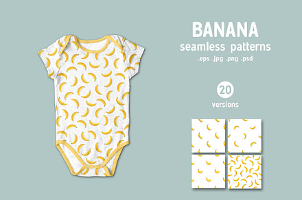 Banana fruit patterns collection.