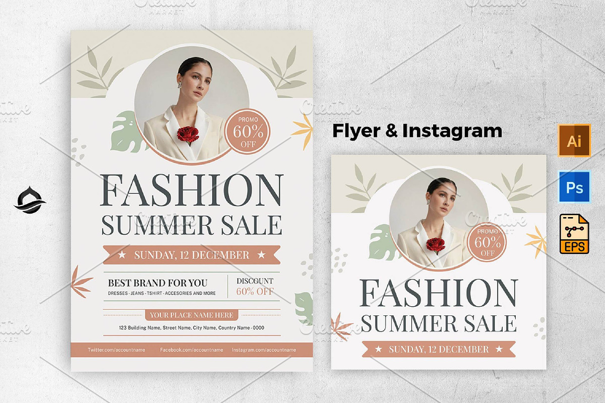 Summer Fashion Instagram Template, a Social Media Template by fashionaddict (Photo 1 of 5)