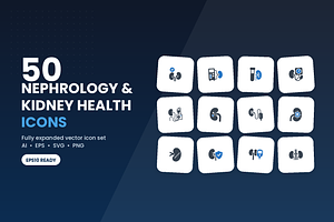 50 Nephrology & Kidney Health Icons, a Duotone Icon by Symbolic Language