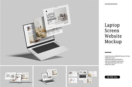 Laptop Screen Website Mockup, a Device Mockup by mahremdesign