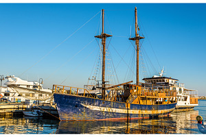 Sailing ship in Paphos Harbour - Cyprus, a Nature Photo by Leonid Andronov