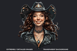 Midnight Rider Cowgirl Clipart Set