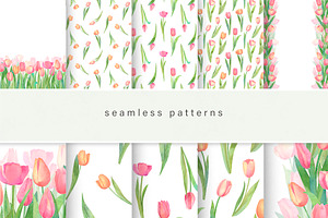 Watercolor Tulips Set