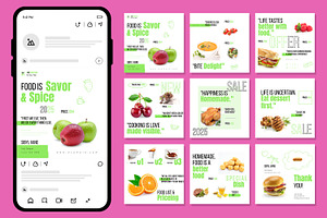 Food Social Media Post Layout, an UI Kit Template by CreativeShaper