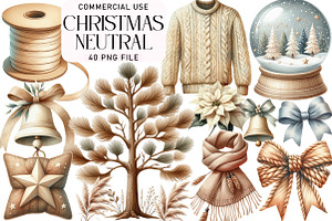 Neutral Christmas Clipart, an Illustration by Daily.Designs