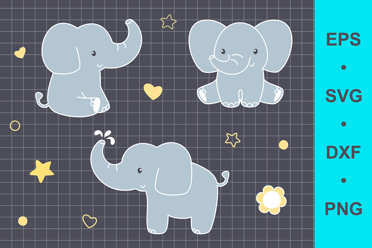 Baby elephant clip art, an Animal Illustration by Elena Nesterova (Photo 1 of 6)