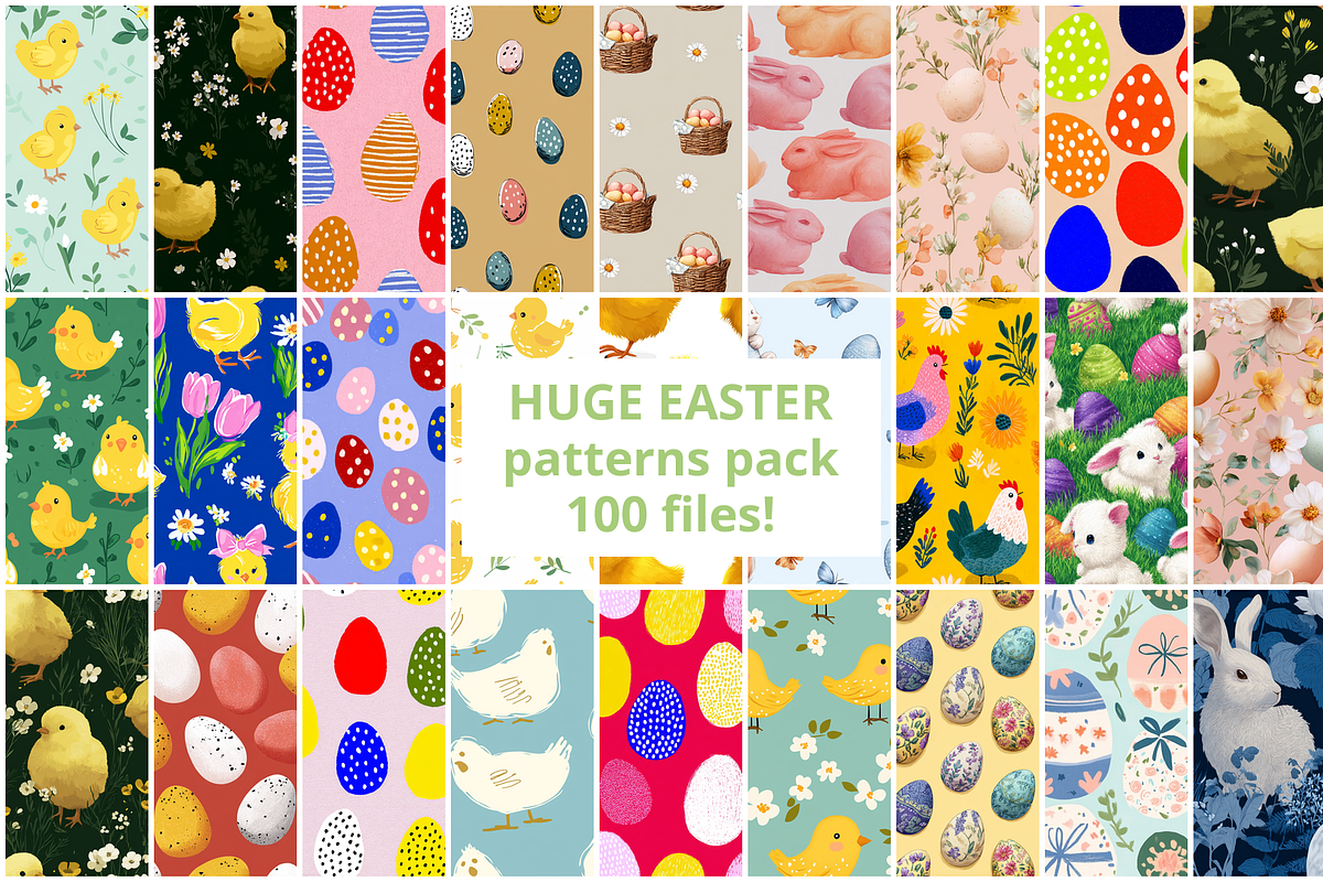 100 Easter Spring Seamless Pattern, a Pattern Graphic by mkStudioLab (Photo 1 of 4)