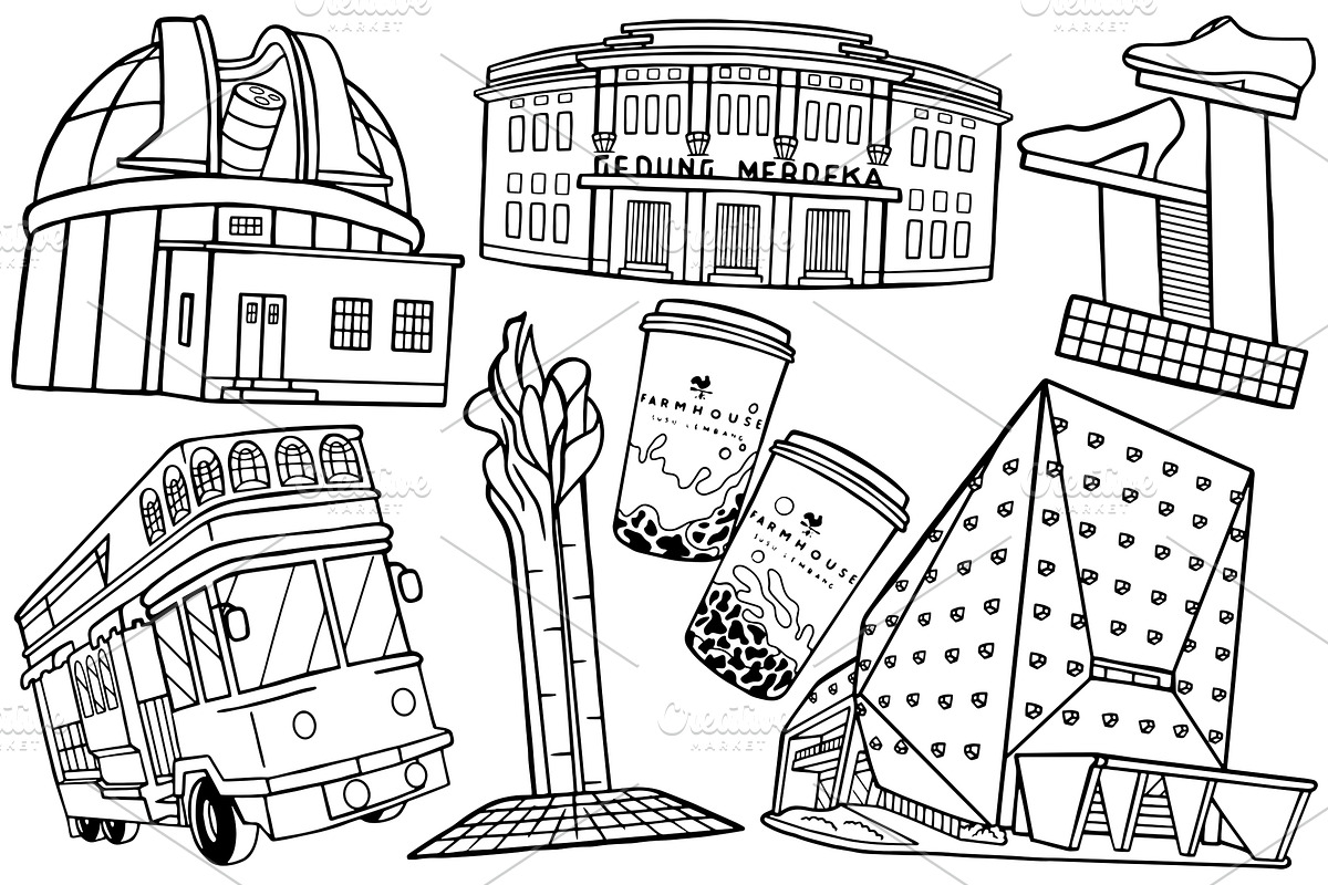 Bandung City Doodle Vector Pack, an Object Graphic by MEDZ (Photo 4 of 4)