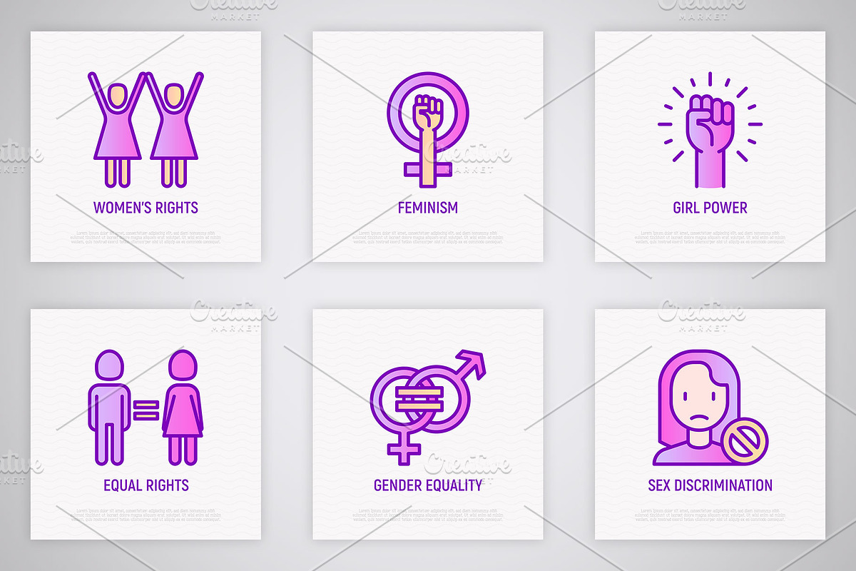 Feminism | 16 Thin Line Icons Set, an Outline Icon by Alex Blogoodf (Photo 5 of 11)