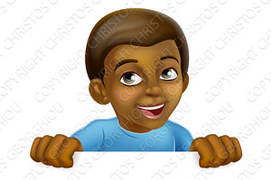 Happy Black Little Boy Cartoon Child, an Education Illustration by Christos Georghiou