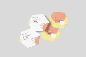 Hexagon Business Cards Mockups