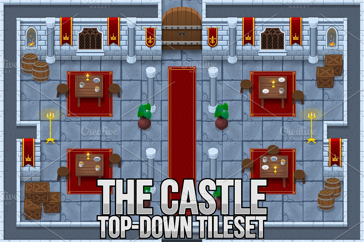 The Castle - Top Down Tileset, a Decorative Illustration by pzUH (Photo 1 of 4)