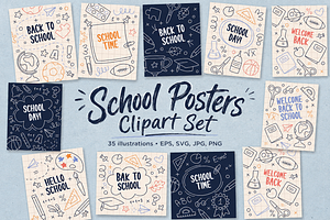 Back to School Posters Illustrations, an Education Illustration by Anna Studio