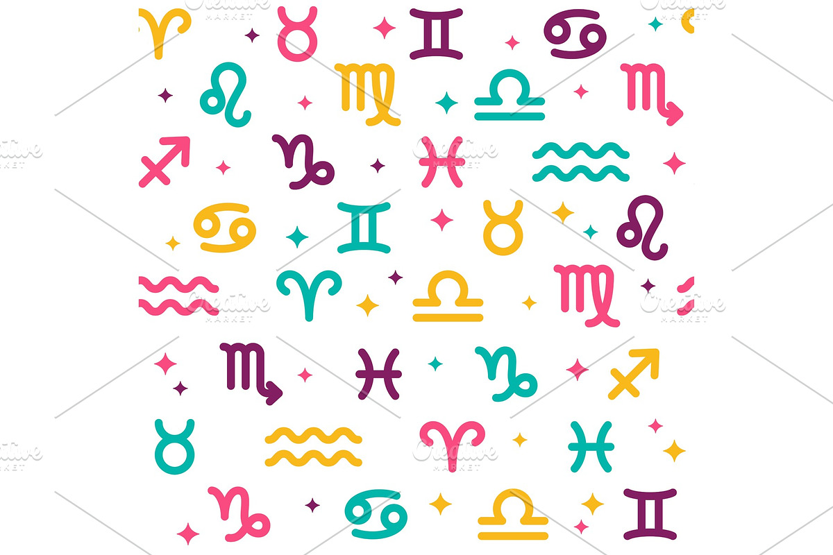 Zodiac signs color seamless pattern, a Texture Graphic by kotoffei (Photo 2 of 2)