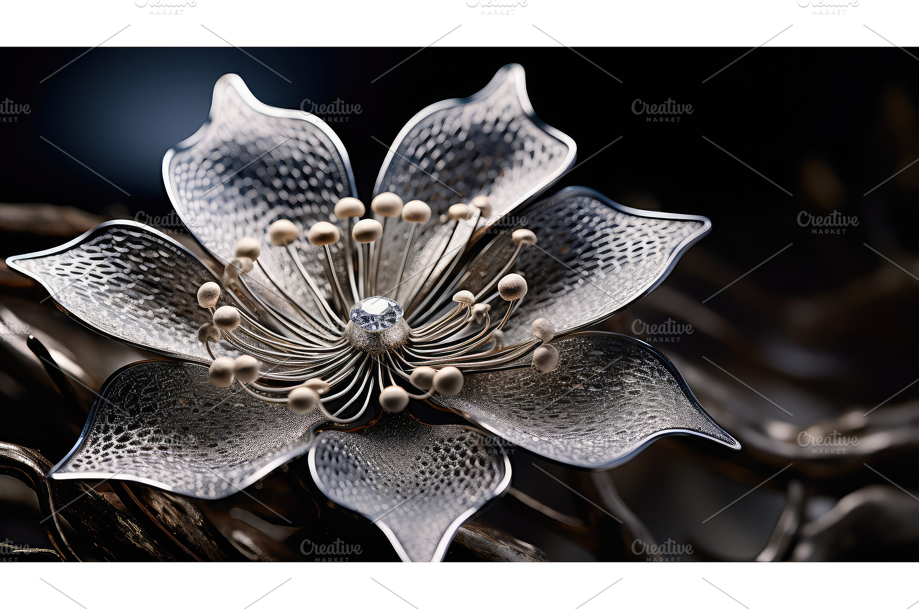 petals silver flower ai generated, a Nature Photo by pikepicture