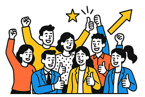Team celebrating success with, a Person Illustration by ZinetroN