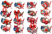 4th of July Floral USA State Map, an Illustration by Designworld (Thumbnail 3 of 4)