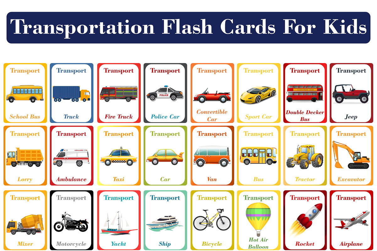 Transportation Flash Cards Kids, a Card Template by DigitalsDesigns (Photo 1 of 4)