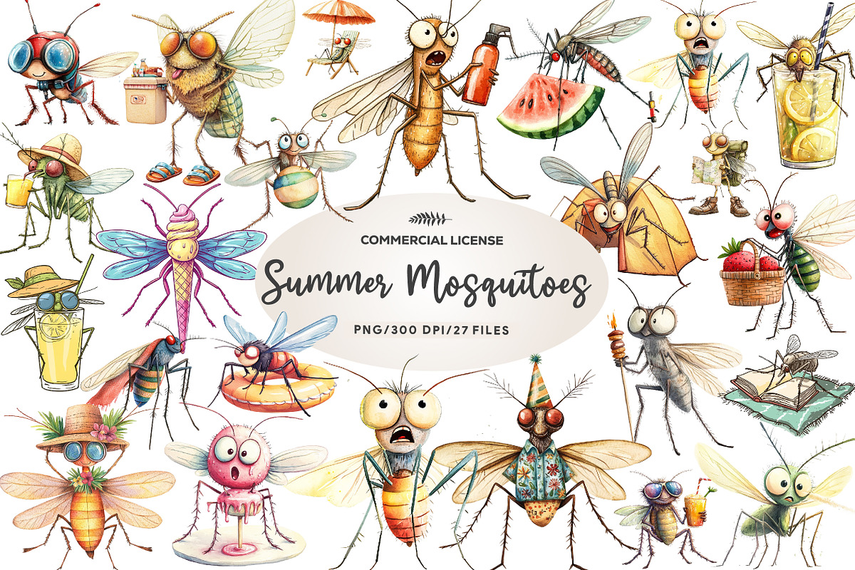 Summer Mosquitoes Clipart, an Illustration by CreationArt (Photo 1 of 5)