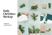 Holly Christmas Mockup, a Print Template by Kotkoa Studio (Thumbnail 1 of 4)