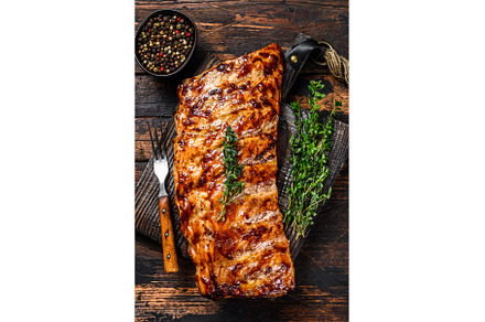 BBQ grilled pork spare ribs on a