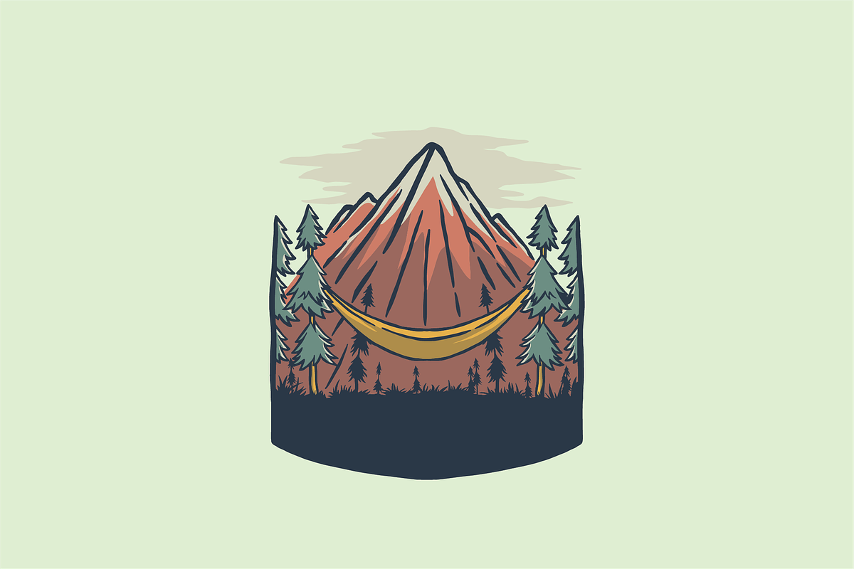 Mountain hammock with forest view, an Object Illustration by nomlimo.com (Photo 1 of 2)