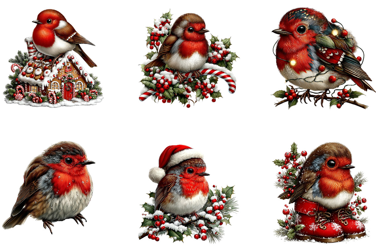 Cute Christmas Robin PNG Clipart, a Seasonal Illustration by CreationArt (Photo 3 of 7)