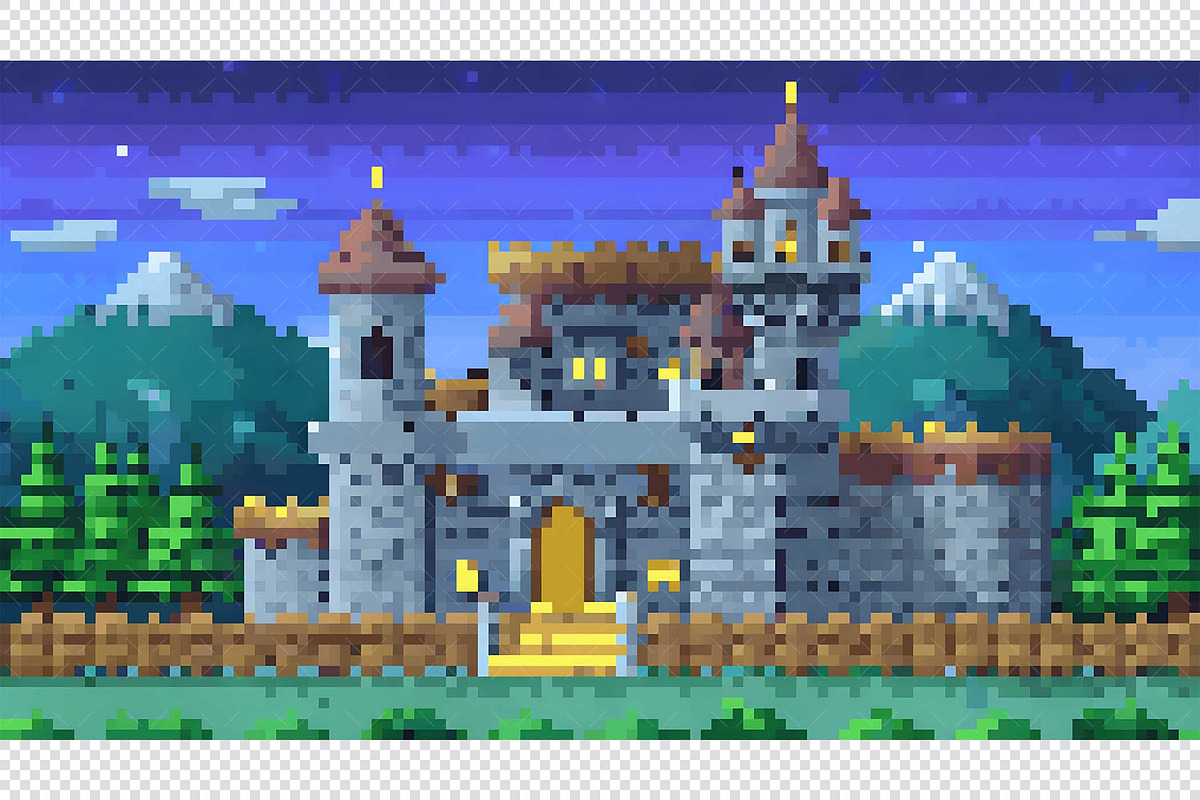 Castle Pixel Art Background, a Background Graphic by minhm2m (Photo 6 of 12)