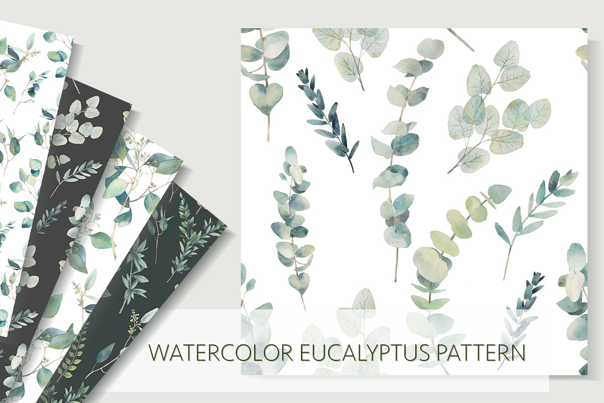 Eucalyptus watercolor pattern, a Pattern Graphic by Eisfrei (Photo 1 of 5)
