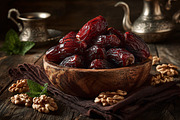 Dates in wooden bowl with walnuts, a Food & Drink Photo by shahsoft (Thumbnail 2 of 2)