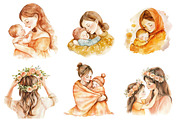 Peach Mother and Child Mother's Day, an Illustration by SinaCreation (Thumbnail 2 of 5)