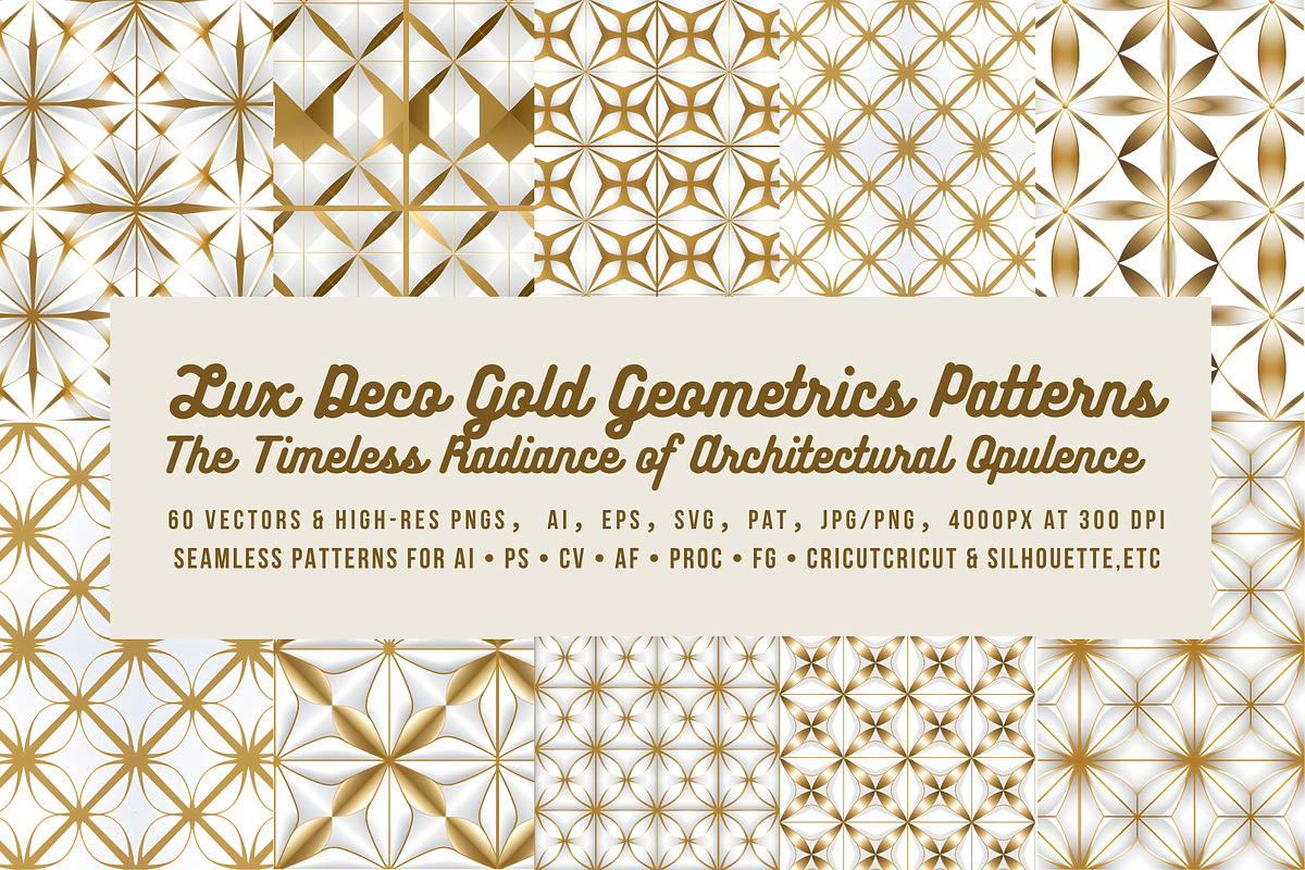 Lux Gold Geometrics seamless pattern, a Pattern Graphic by ARTOZEN DIGITAL (Photo 1 of 10)