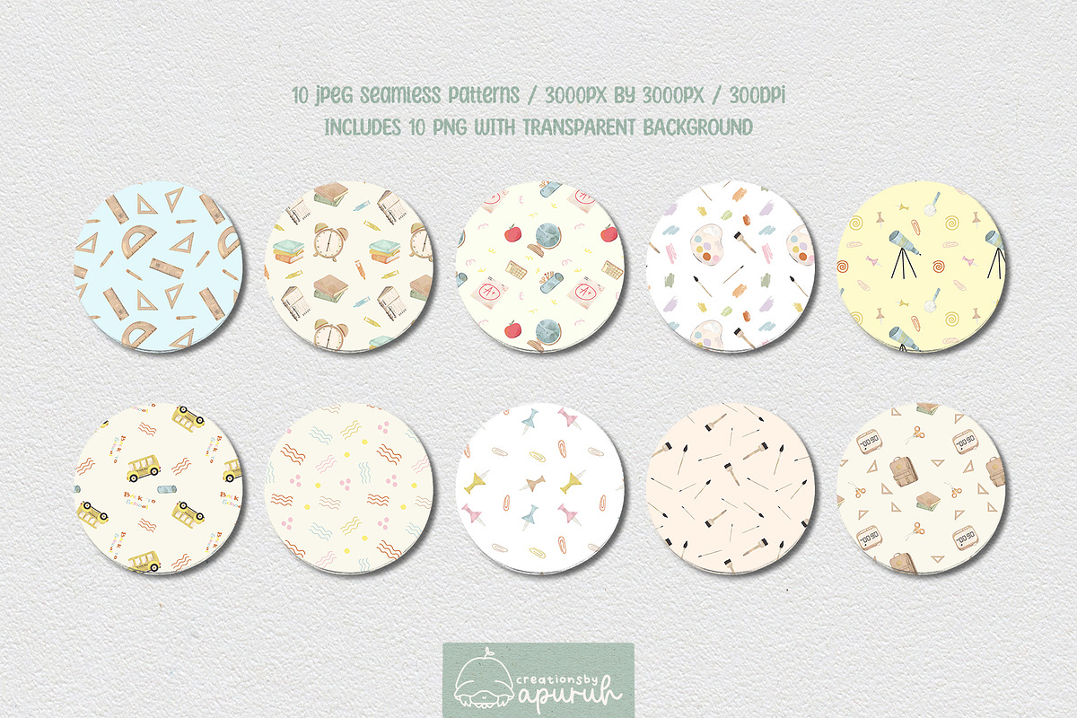 Back to School Watercolor Clipart, an Education Illustration by creationsbyapuruh (Photo 6 of 8)