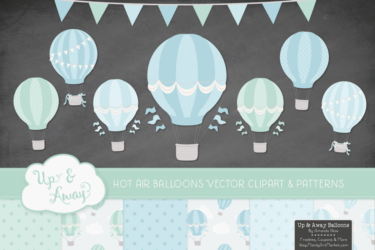 Blue & Mint Hot Air Balloons, an Illustration by Amanda Ilkov (Photo 2 of 5)