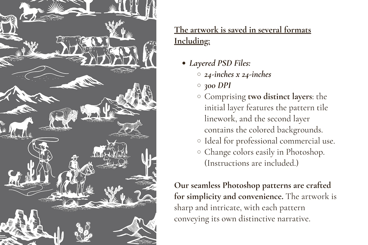 Classic Cowboy Illustrated Pattern, a Pattern Graphic by Hughes Studio (Photo 6 of 9)