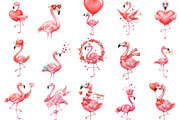 Funny Valentine's Flamingo Clipart, an Illustration by Designking (Thumbnail 2 of 5)