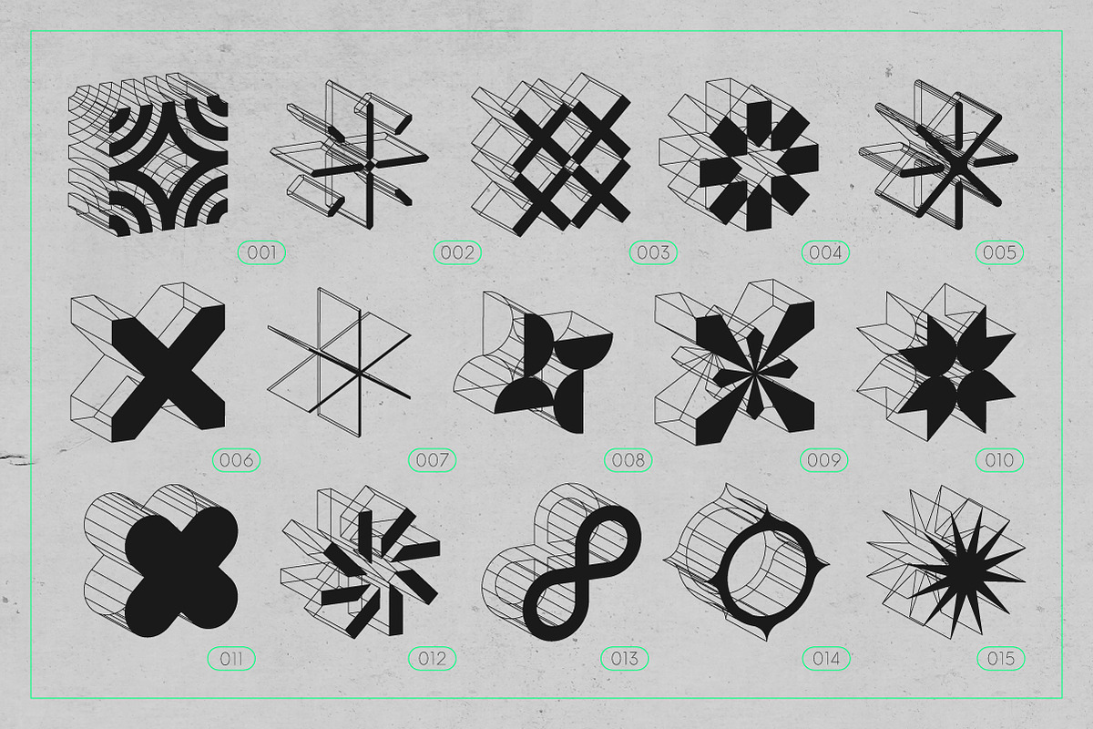 3D Wireframe Isometric Shapes | 1, an Object Graphic by MaximGertsen (Photo 5 of 11)