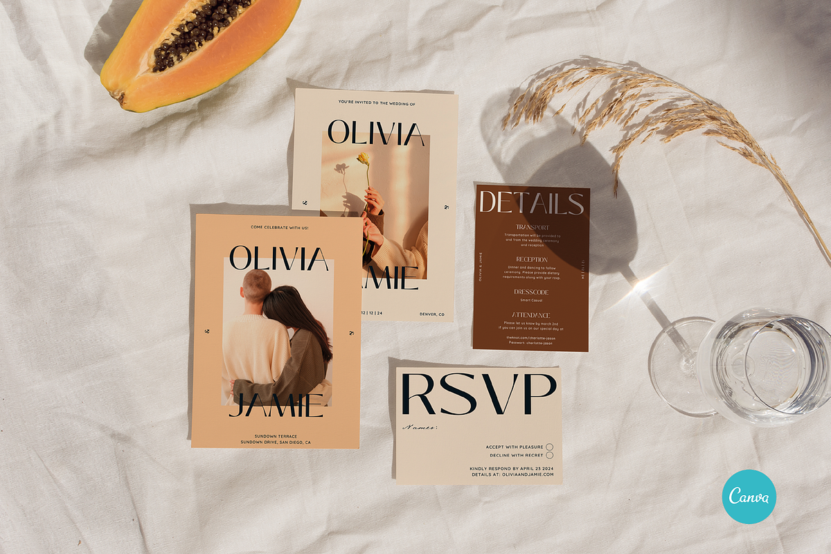 Modern & Minimalist Wedding Invite, an Invitation Template by StudioVonBraitenberg (Photo 6 of 10)
