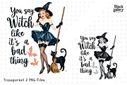 Vintage Halloween Witch PNG Bundle, a Graphic by Clipart Bloom (Thumbnail 6 of 15)