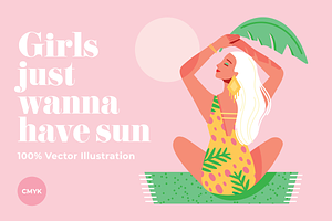 Girls just want to have sun, a Person Illustration by @JennyPaintsWithPixels
