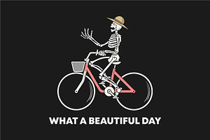 Skeleton Riding A Women Bike