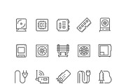 Set line icons of computer component, an Outline Icon by motorama (Thumbnail 1 of 2)
