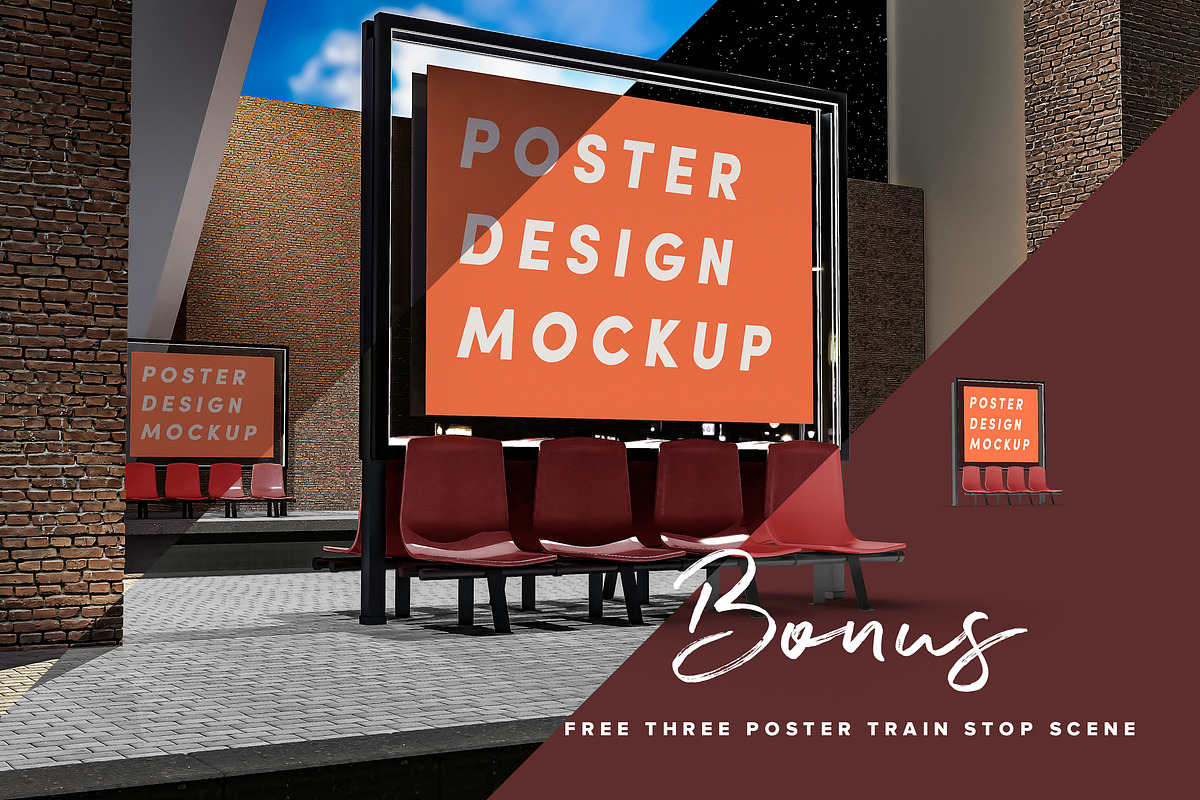 Poster Design Mockup (Bus Stop), a Print Template by illustrated (Photo 10 of 14)