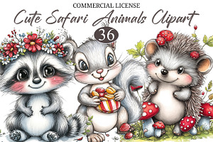 Cute Safari Animals Clipart, an Illustration by designcity5