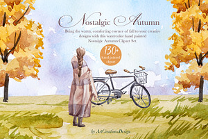 Hand Painted Nostalgic Autumn Set, a Decorative Illustration by ArtCreationsDesign