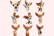 Chihuahua Clipart PNG Bundle, a Graphic by M9 Design (Thumbnail 4 of 11)
