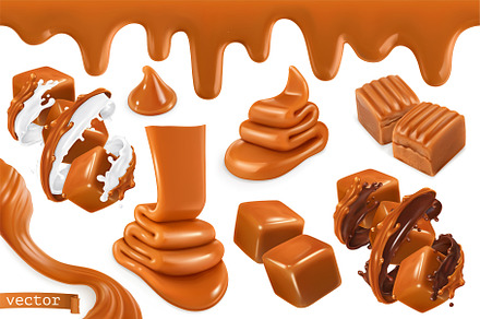 Fudge sweet caramel realistic vector